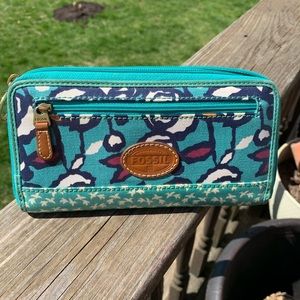 Turquoise Floral Wallet